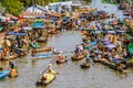 Floating market in Mekong River, South of Vietnam Royalty Free Stock Photo