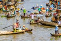 Floating market in Mekong River, South of Vietnam Royalty Free Stock Photo