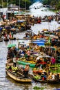 Floating market in Mekong River, Vietnam Royalty Free Stock Photo