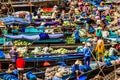 Floating market in Mekong River, Vietnam Royalty Free Stock Photo