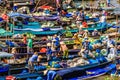 Floating market in Mekong River, Vietnam Royalty Free Stock Photo