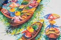 Floating market painted picture, Damnoen Saduak