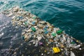 Floating Mass of Trash Polluting Water