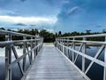 Floating metal dock in a marina in Florida