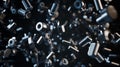 Floating Metallic Screws Bolts And Nuts Industrial Fasteners In Motion Royalty Free Stock Photo
