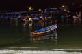 Floating night pier of traditional Thai boats and dormitory of boaters.