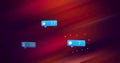Floating notification icons labeled 17, 26, 7 hovering over gradient backdrop with confetti shapes Royalty Free Stock Photo