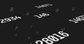 Floating numeric strings like 28016, 2934, 1467 and alphabetic characters hovering in digital void Royalty Free Stock Photo