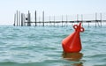 Floating orange buoy