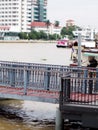 Floating passenger pier for small river crossing ferry ship and transport speed boat