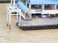 Floating passenger pier for small river crossing ferry ship and transport speed boat