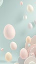 Floating pastel eggs create a whimsical atmosphere against a soft blue background with subtle textures and gentle light Royalty Free Stock Photo