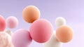 Floating pastel spheres with soft textured surfaces on a light lavender background Royalty Free Stock Photo