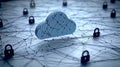 Floating personal data points surround a secure cloud icon, with each point shielded by encryption and padlocks for added