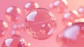 Abstract Pink Bubbles Floating in a Soft Background A Serene and Dreamlike Image of Translucent Spheres Royalty Free Stock Photo