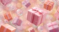 floating pink gift boxes soft bubbles Royalty Free Stock Photo