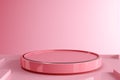 Floating pink podium for cosmetic product presentation, creative mock up
