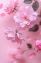 Delicate Pink Roses Soft Focus Background with Falling Petals Royalty Free Stock Photo