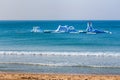 Floating playset on sea for vacation swimmers