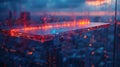 Floating Plexiglass Shelf on a Bokeh Cityscape at Dusk The shelfs edge blurs into the soft lights of the city Royalty Free Stock Photo