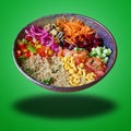 Floating Poke in bowl on green gradient Royalty Free Stock Photo