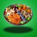 Floating Poke in bowl on green gradient Royalty Free Stock Photo