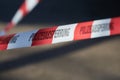 A floating police cordon with the inscription in German Polizeiabsperrung