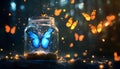 A floating potion surrounded by butterflies Royalty Free Stock Photo
