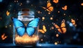 A floating potion surrounded by butterflies Royalty Free Stock Photo