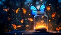 A floating potion surrounded by butterflies Royalty Free Stock Photo