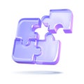 Floating Purple Puzzle Pieces on White Background Royalty Free Stock Photo