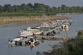 Floating quay, po river Royalty Free Stock Photo