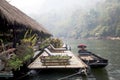 Floating Raft Hotel on the River Kwai Royalty Free Stock Photo