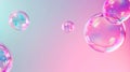 Floating rainbow soap bubbles on a colored background, copy space. Banner, poster. Royalty Free Stock Photo