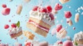 Floating Raspberry Cake with Whipped Cream Royalty Free Stock Photo