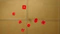 Floating Red Dice Below the Glass Table Royalty Free Stock Photo