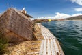 Floating reed islands on lake Titicaca, Puno town, Peru