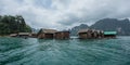 The floating resort inn at Chiew Lan, Ratchaprapa Dam, Surathani Royalty Free Stock Photo