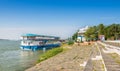 Floating restaurant permanently moored at Danube river