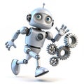 Floating robot character with animated gears moving Royalty Free Stock Photo