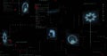 Floating screens showing HUDs streaming binary code, else return 0; with red glyphs in cyberspace Royalty Free Stock Photo