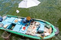 Floating Seafood Market in Sai Kung, Hong Kong Royalty Free Stock Photo