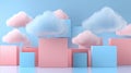 Cloud Computing Abstract Illustration With Floating Shapes and Smooth Cloud Dancer Gradient in a Digital Setting Royalty Free Stock Photo