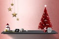 Floating shelve with christmas tree and other Christmas decorations Royalty Free Stock Photo