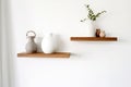 Floating Shelves Scandinavian Style On White Background. Generative AI Royalty Free Stock Photo