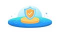 Floating Shield Protection on Water Surface, vector design Generative AI Royalty Free Stock Photo