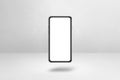 Floating smartphone isolated on white. Horizontal background Royalty Free Stock Photo