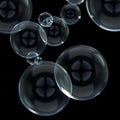 Floating soap bubbles on black background Royalty Free Stock Photo