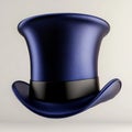Floating on a soft blue background, an elegant blue top hat is presented in minimalist style Royalty Free Stock Photo