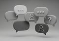 Floating speech bubbles in various shades of gray create a 3D Royalty Free Stock Photo